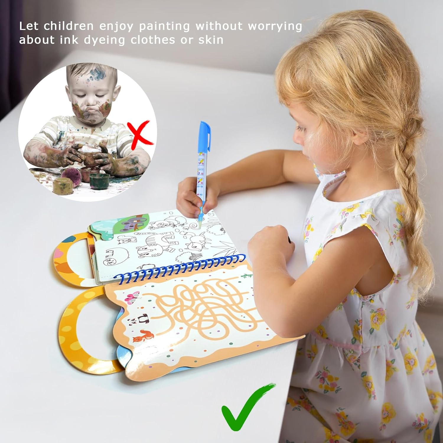 Peeokuo 3 Pack Water Coloring Books for Toddlers, Ages 3-5, Travel Toys, Sticker Books, Paint with Water Books