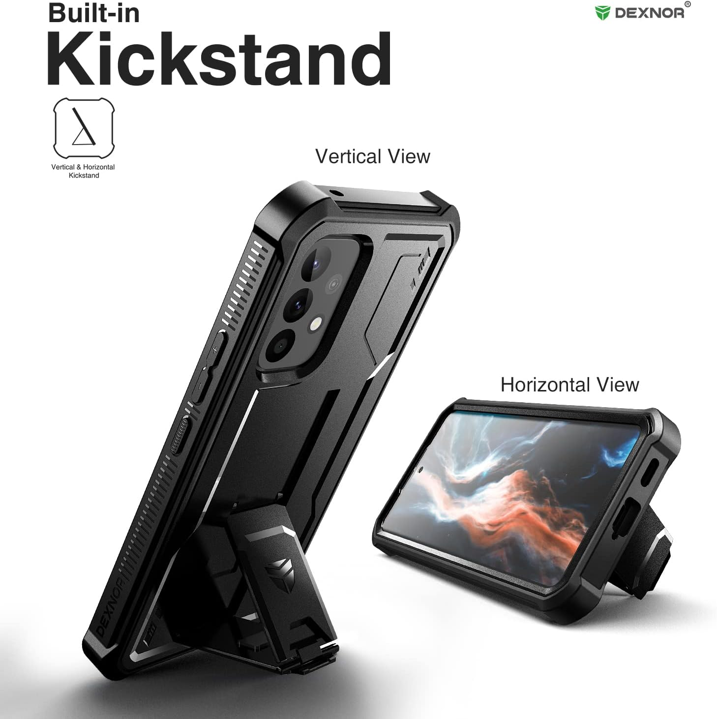 Dexnor for Samsung Galaxy A53 Case Built-In Screen Protector and Kickstand 360 Full Body Heavy Duty Military Grade Protection Shockproof Protective Cover for Samsung Galaxy A53 - Black - Black image number 6