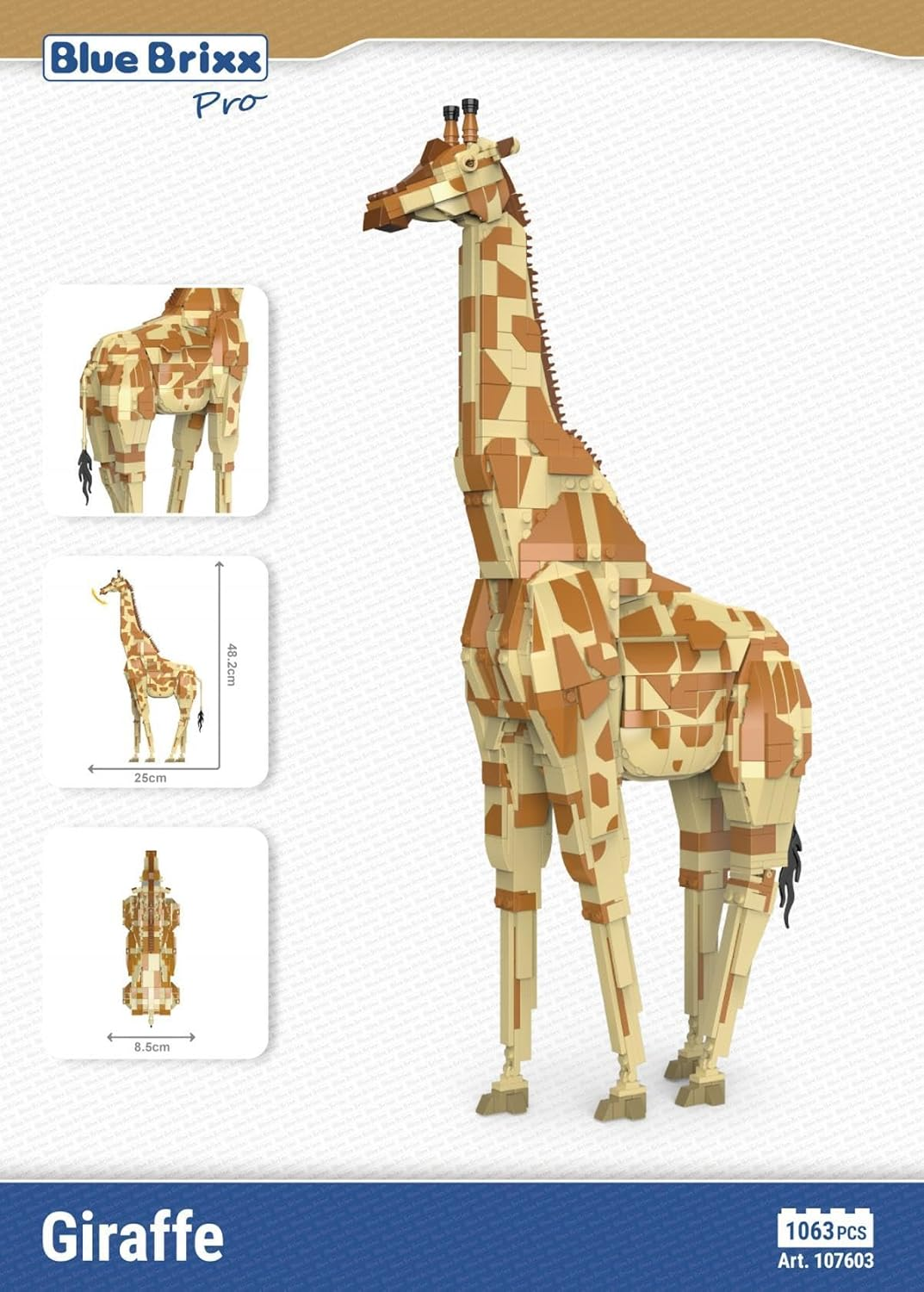 Bluebrixx Pro 107603 - Giraffe Made of Clamping Blocks with 1063 Building Elements image number 1
