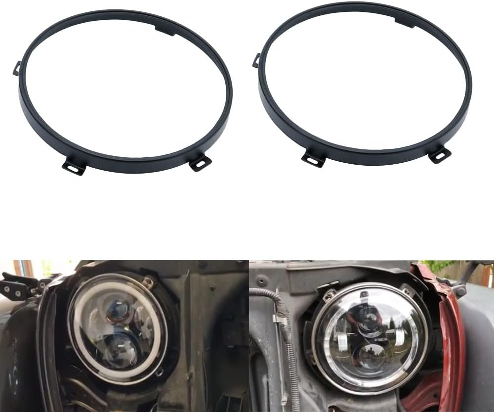 Kkone Black 7'' Headlight Retaining Ring Headlamp Bezel for Jeep Wrangler JK 2007-2018 image number 5