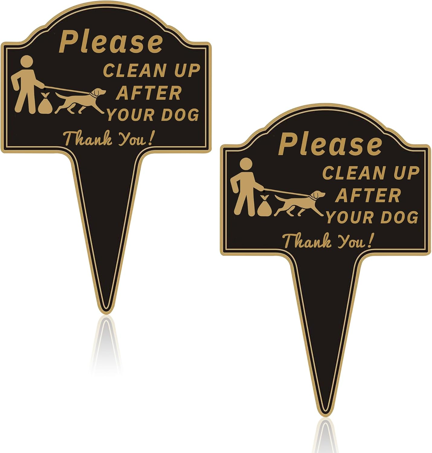 2Pcs Clean up after Your Dog Signs with Stakes, Dog Poop Signs for Lawn, No Pooping Sign for Yard, 9.6" X 13.6" Funny Metal Double Sided Yard Sign Easy Install for Outdoor Use