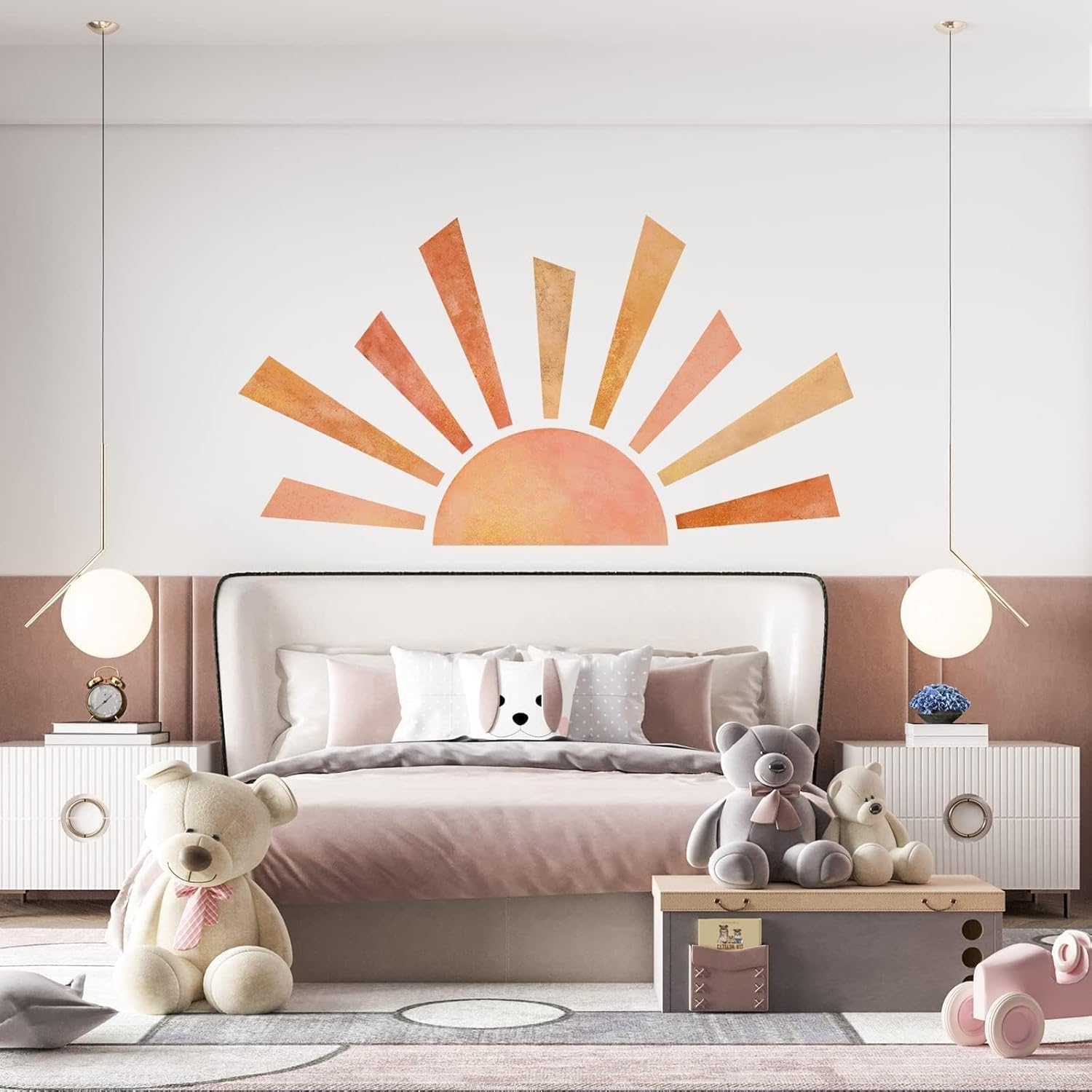 Denylo Pro 42.1X23.6 Inch Boho Half Sun Wall Decal Large Wall Decal Sunshine Wall Stickers Vinyl Wall Decals Removable Peel and Stick Wall Stickers for Nursery Kids Room Playroom Decor image number 5