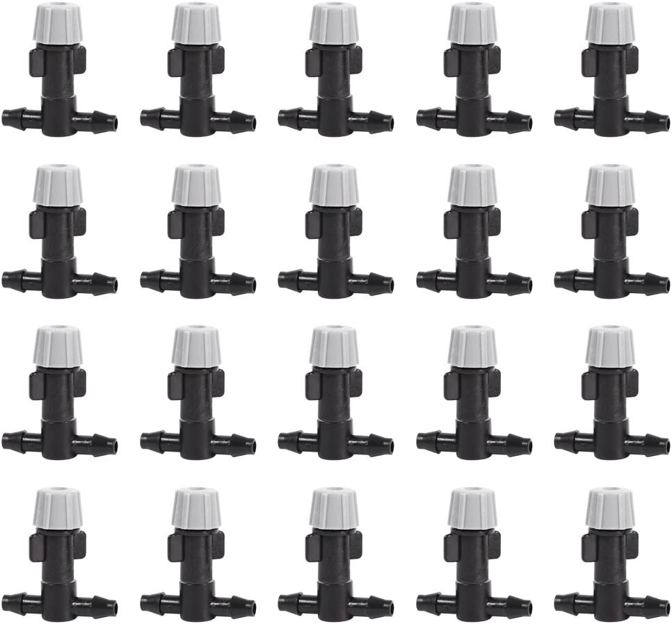 20Pcs Misting Sprinkler Nozzles, Plastic Irrigation Nozzles Tee Joints for Misting System (Black and Grey) image number 2