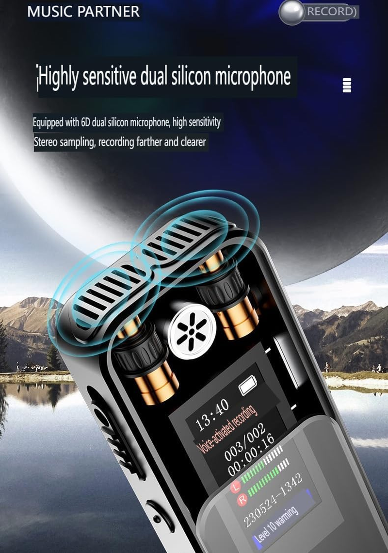 Digital Voice Recorder, 128GB USB Recording Device with 25 Hrs Recording Capacity, Stereo MP3 Voice Recorder for Lecture Interview Meeting Class Etc (SK02-256GB) image number 5