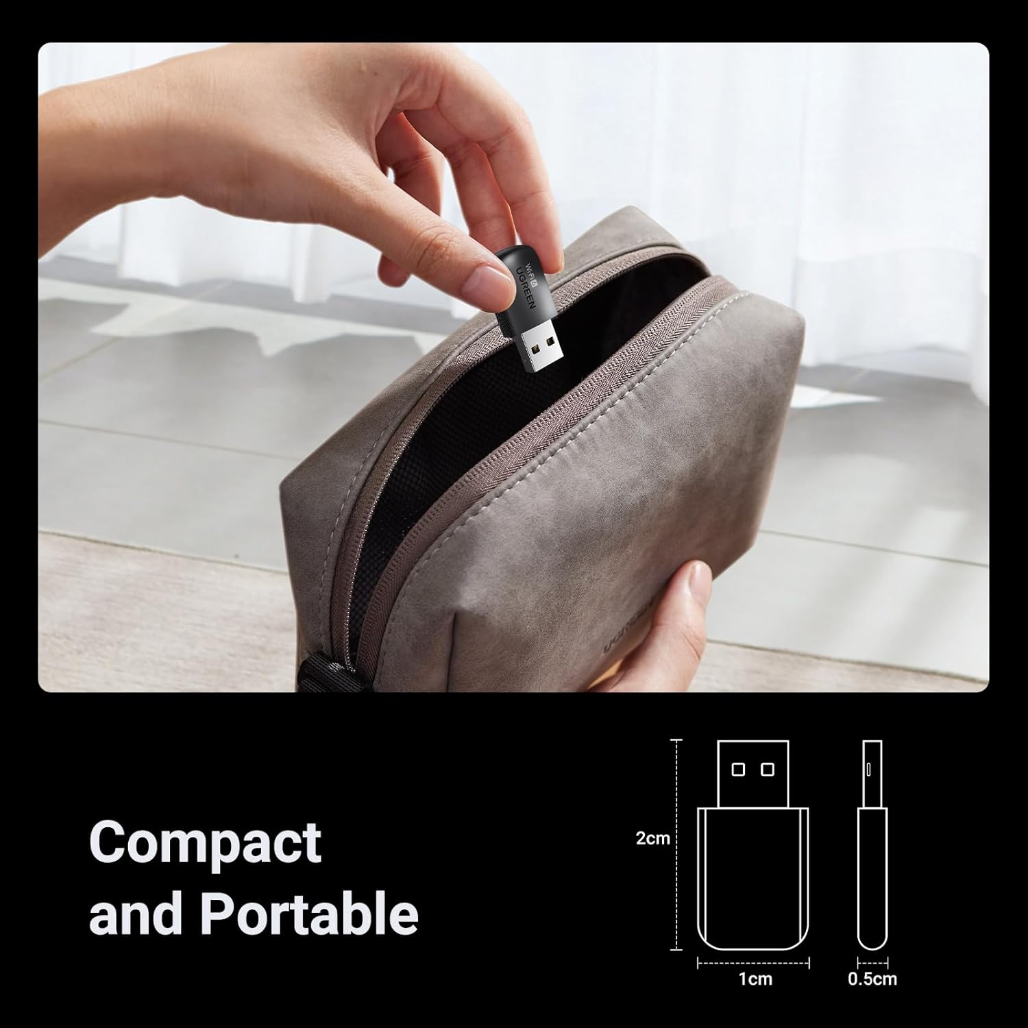 UGREEN Wifi 6 Adapter AX900 Dual Band 5Ghz 600Mbps/2.4Ghz 287Mbps USB Computer Wireless Dongle for PC Desktop Laptop Built-In Driver Supports Windows 10/11 image number 5