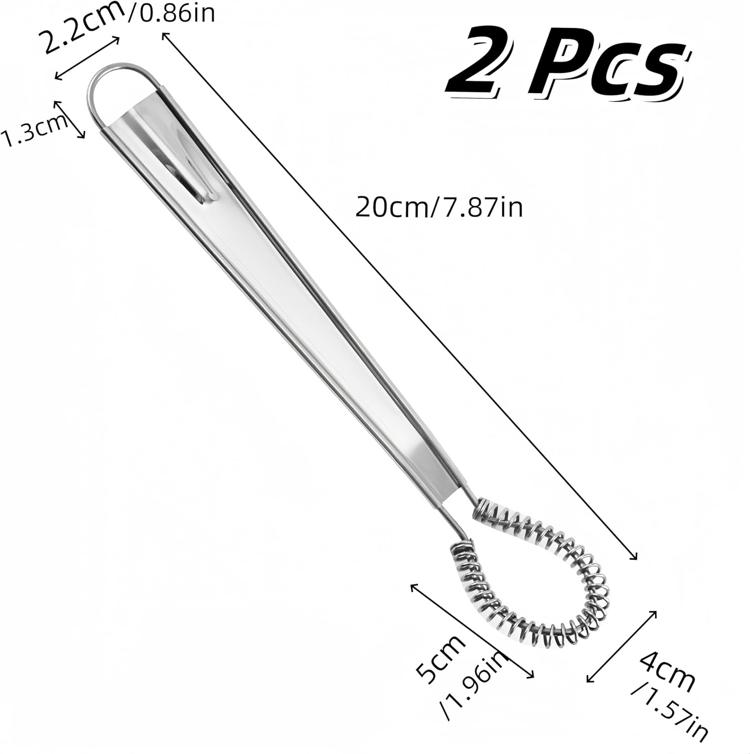 Wizefolk 2 Pcs Mini Spring Coil Whisk,20 Cm Hand Held Sauce Stirrer,Stainless Steel Mini Egg Whisk, Blender Milk Frother Foamer, Coffee Mixer image number 3