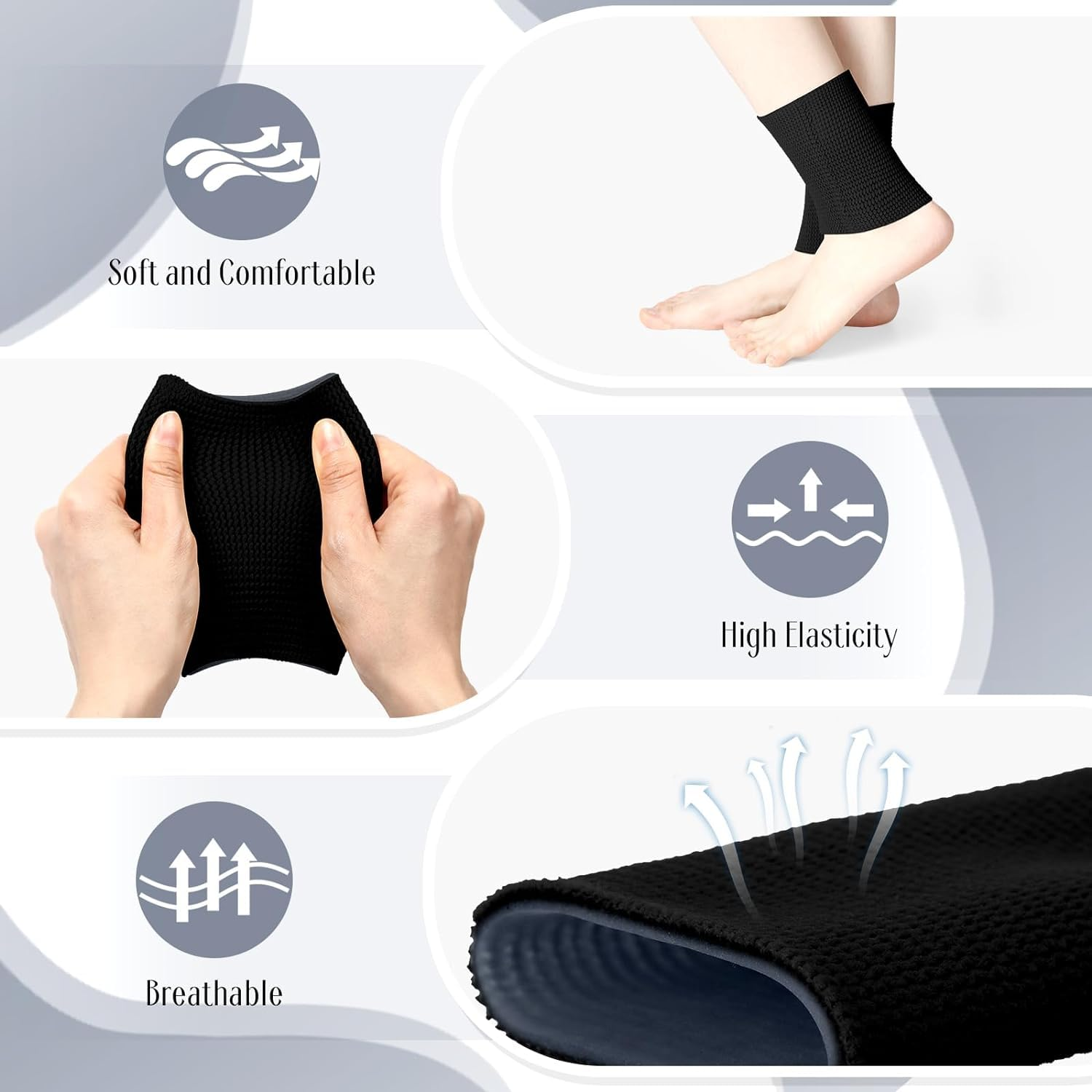 JZCD 2 Pcs Ankle Brace Ankle Gel Sleeves Skate Socks Protection for Figure Skating, Hockey, Roller, Inline, Riding Ankle Compression Sleeve (Black)