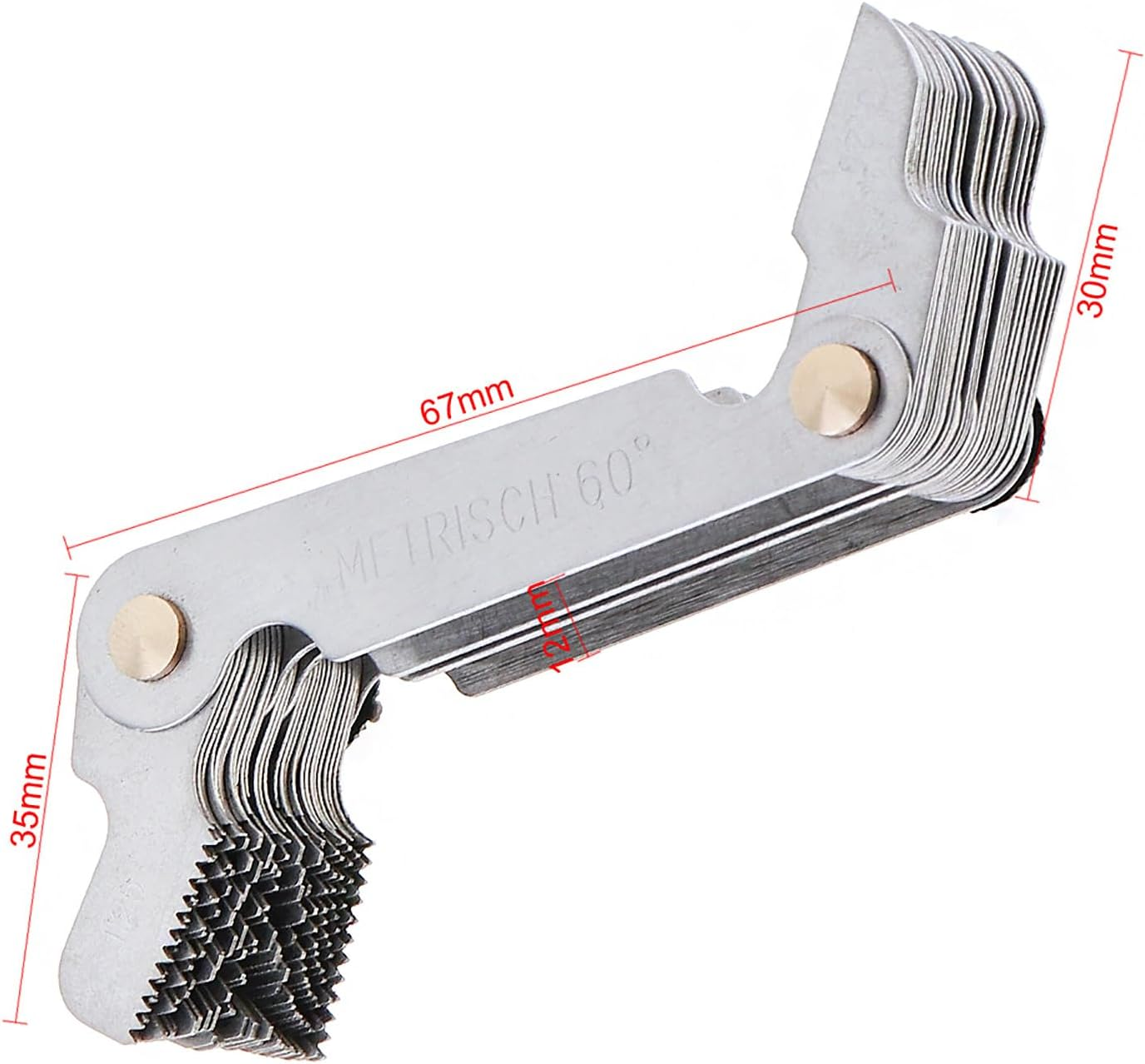 Screw Thread Pitch Cutting Gauge Tool 58Pcs/Set Stainless Steel Metric & Imperial & US Screw Gauge SAE Whitworth 55 Degree & Metric US 60 Degree Thread Pitch Gauge for Industrial Measurement image number 3