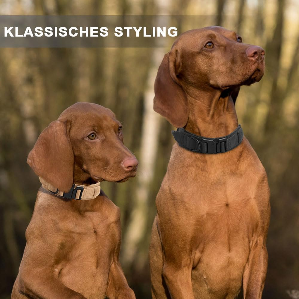 Voarge Tactical Dog Collar, Adjustable Dog Collar with Control Handle, Padded Nylon Dog Collar, Metal Buckle, for Medium Large Dogs, Hunting Training, Outdoor (Brown, XL) image number 3