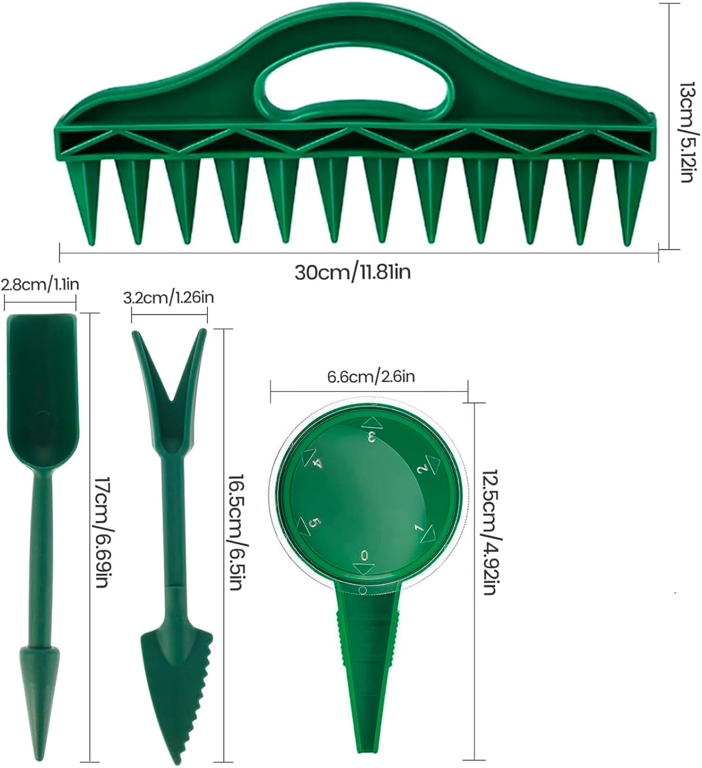 Garden Seed Planting Tool Set, 8-Piece Kit with Seed Spreader and Planting Accessories, Green image number 4
