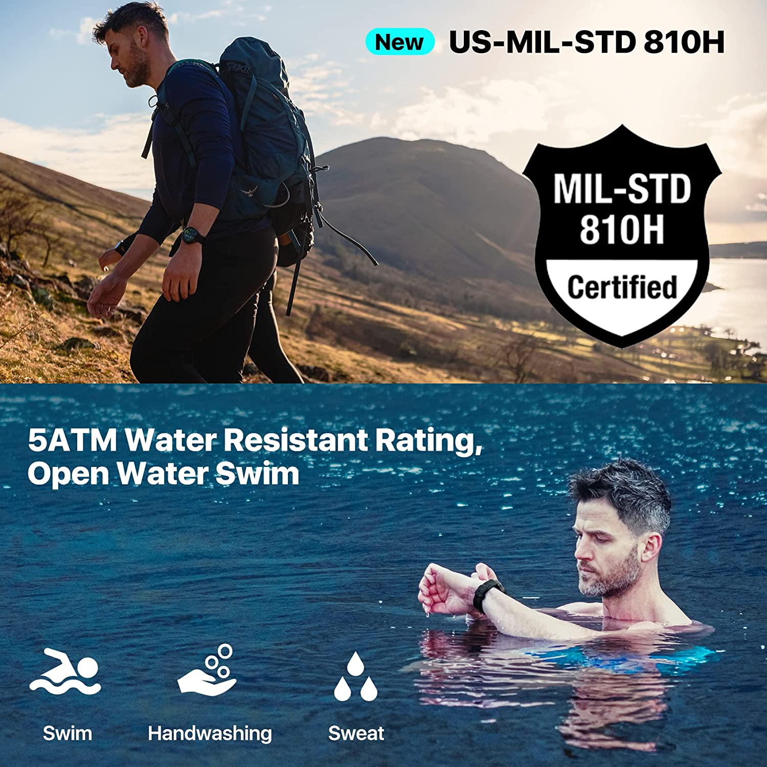 Ticwatch Pro 5 Android Smartwatch for Men Snapdragon W5+ Gen 1 Wear OS Smart Watch 80 Hrs Long Battery Life Health Fitness Tracking GPS 5ATM Water Resistance Compass NFC Android Only Compatible