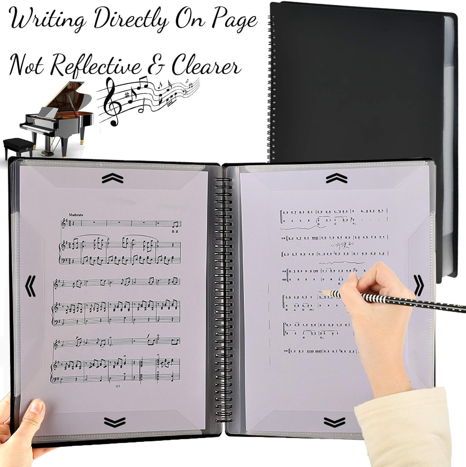 Igolife Sheet Music Folder, 60 Pages Spiral Binder Organizer for Sheet Music Storage, Fits Letter Size 8.5 X 11 In/ A4, Writable Choir Folder image number 1