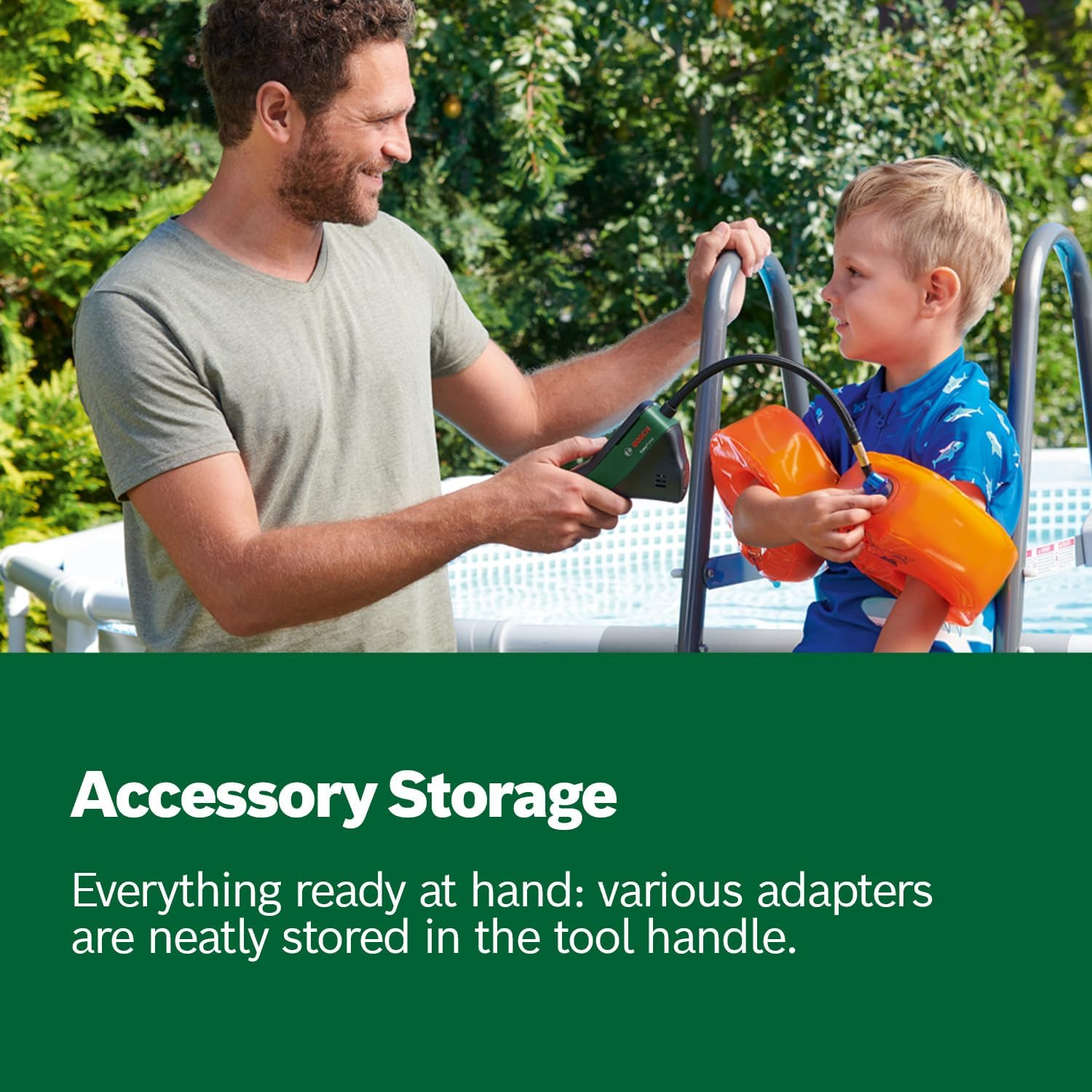 Bosch Home & Garden Cordless Electric Air Pump, Mini Compressor, Rechargeable, 150 PSI, 3.6 V, Autostop Function, LED, USB-C, Portable (Easypump with Additional Bike Adapter) image number 4