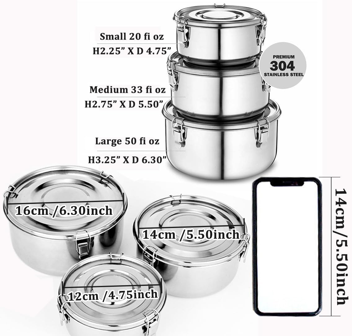 Allprettyall Premium Stainless Steel Food Storage Containers 304 Grade the Original Leak-Proof, Airtight, Smell-Proof - Perfect for Camping Trips, Lunches, Leftovers, Soups, Salads image number 3