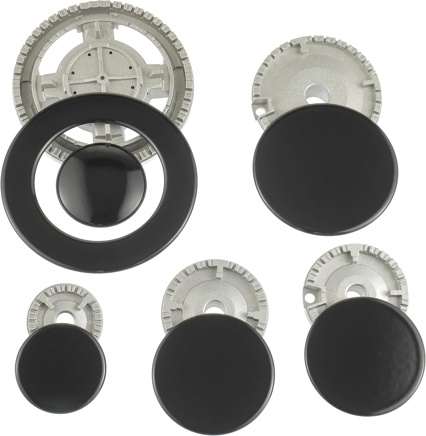 Cooker Hat Set Stove Lid Upgraded Gas Stove Burner Covers 5 Pack, Oven Gas Hob Burner Crown Flame Cap Replacement, Fits Most Gas Stove Burners, Protects Burner Heads image number 3