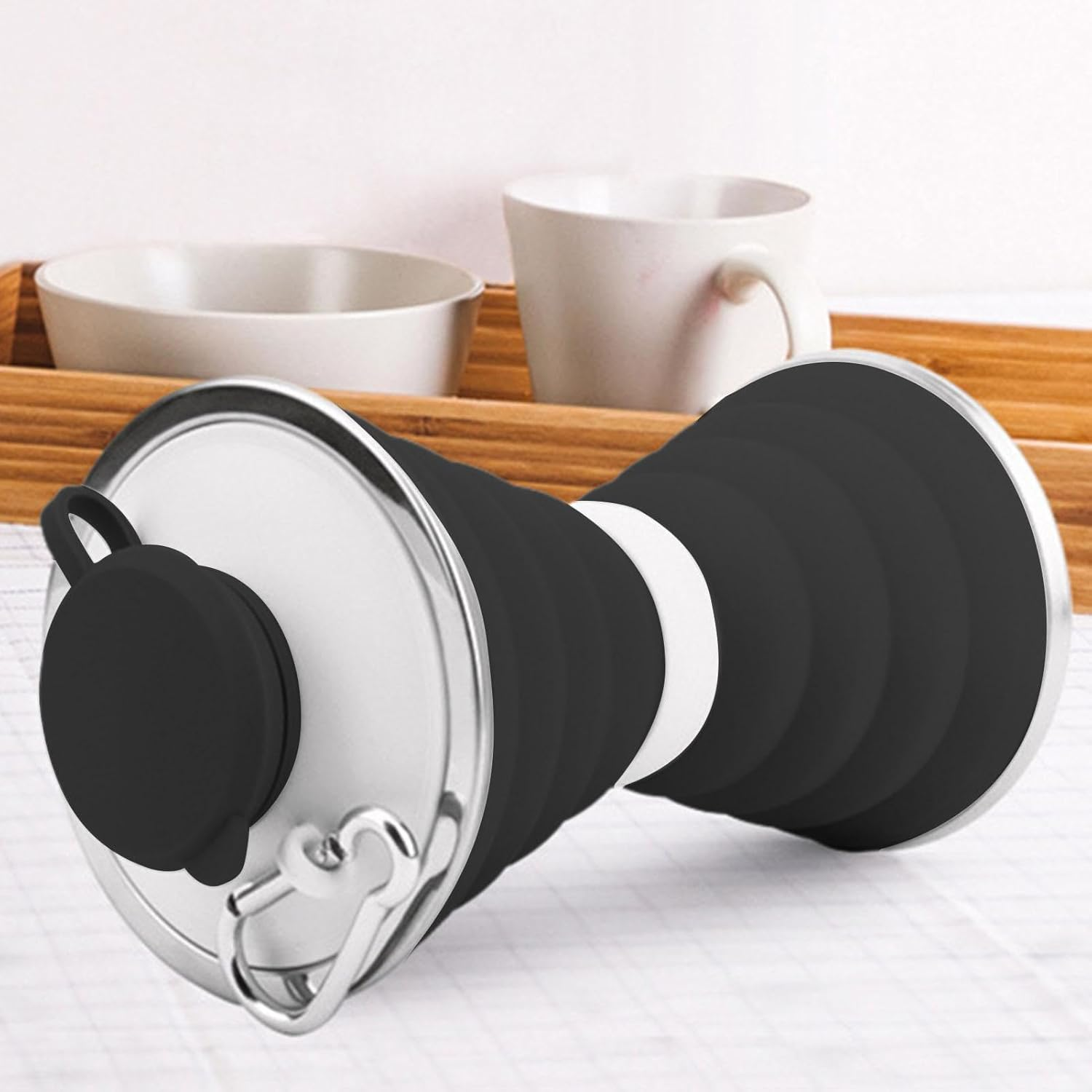 Cup,Leakproof Silicone Cups with Lid - Silicone Cups 500Ml, Portable Drinking Cup for Camping, Hiking, Cycling and More image number 2