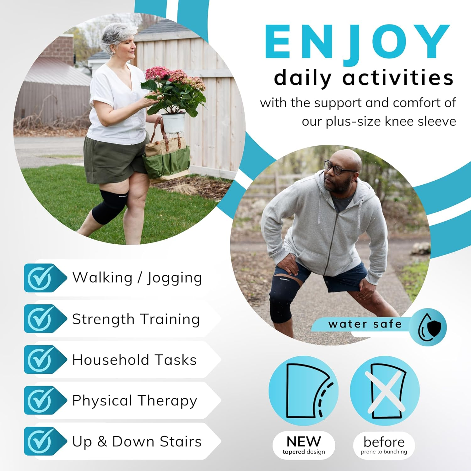 Braceability plus Size Neoprene Knee Sleeve | XXL Compression Support Brace for Bariatric Women & Men with Big Thighs & Arthritis Joint Pain (2XL Wide Calf) image number 1