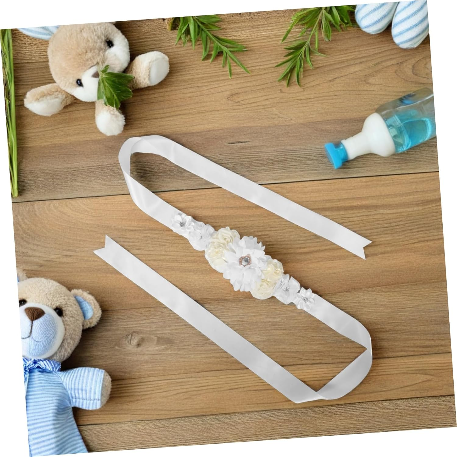 Adjustable Maternity Floral Sash Belt with Elegant Flower Accent for Pregnant Women Soft Breathable Shower Belly Band for Pregnancy Photography and Special Events image number 2