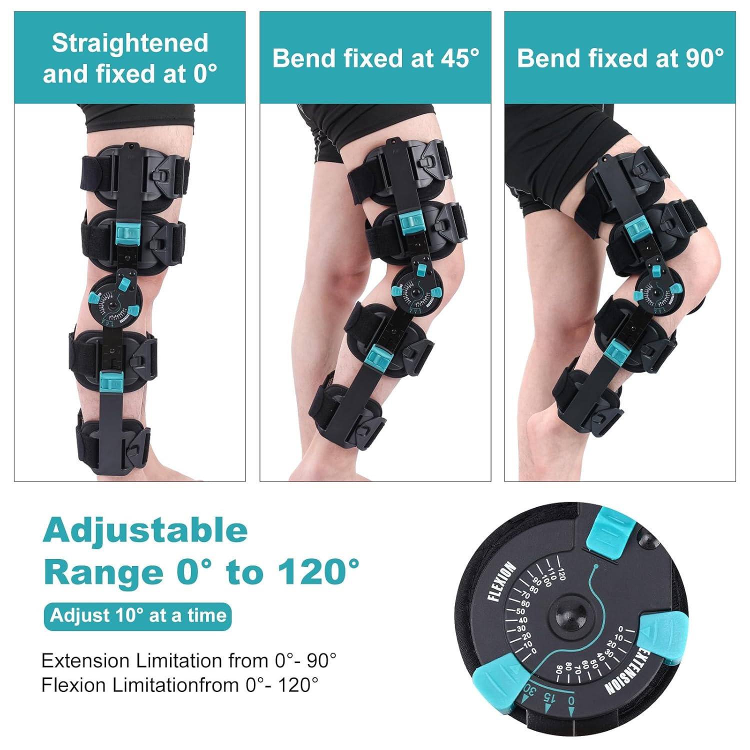 Hinged Post Op Knee Brace, ROM Knee Immobilizer for Recovery Stabilization, ACL, MCL and PCL Injury, Adjustable Orthopedic Knee Support for Left and Right Leg image number 4