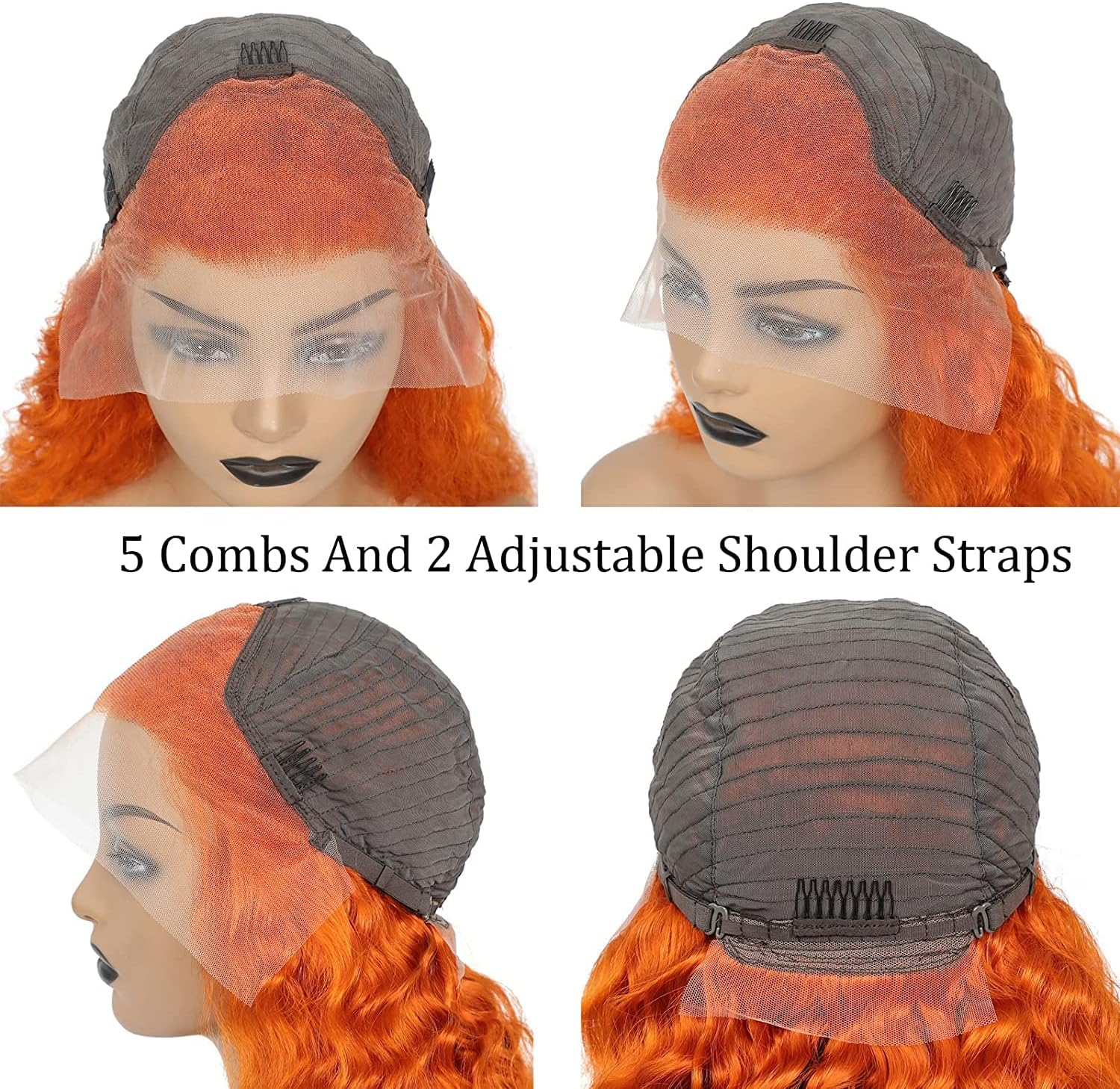 MNMNM Orange Lace Front Wigs Body Wave Human Hair Wig Lace Wig Brazilian Human Hair Wave 13 X 4 Human Hair Wig image number 5