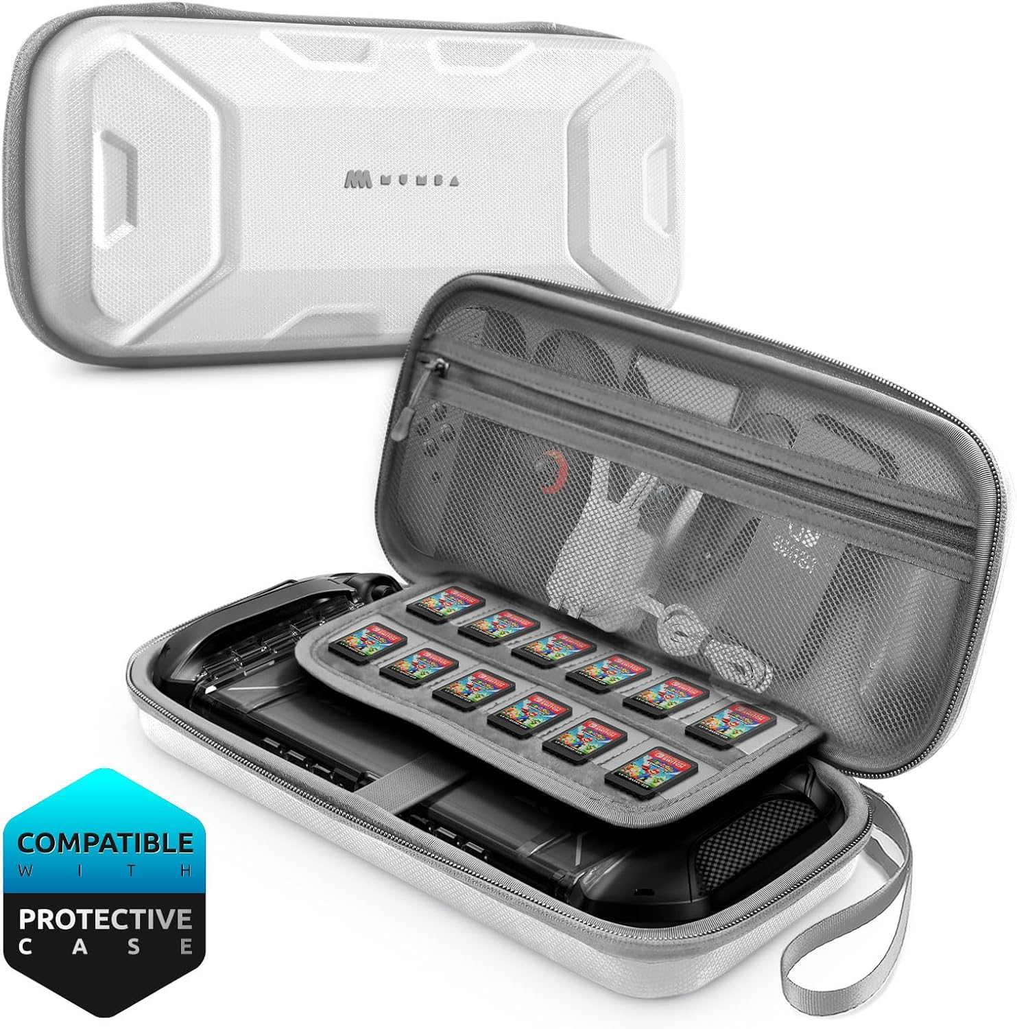 Mumba Carrying Case for Nintendo Switch 2 2025, [Plus Version] Portable Protective Travel Carry Handbag Pouch for Blade/Titan Case [Large Capacity] (White)