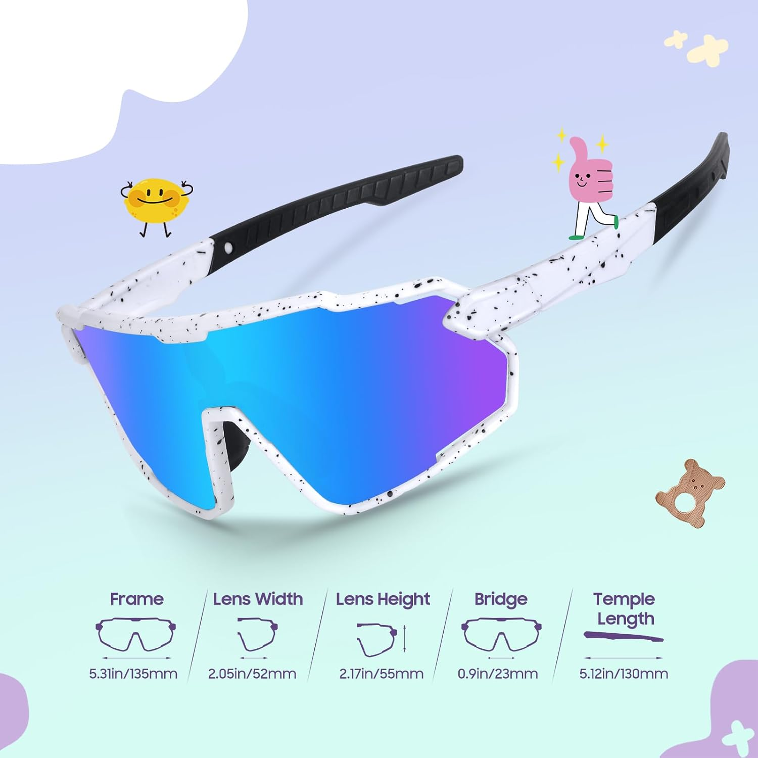 Kids Sunglasses Polarised - UV400 Youth Cycling Sun Glasses for Boys & Girls (Ages 6-15) Children Cycling Cricket Baseball Sports Shades image number 4