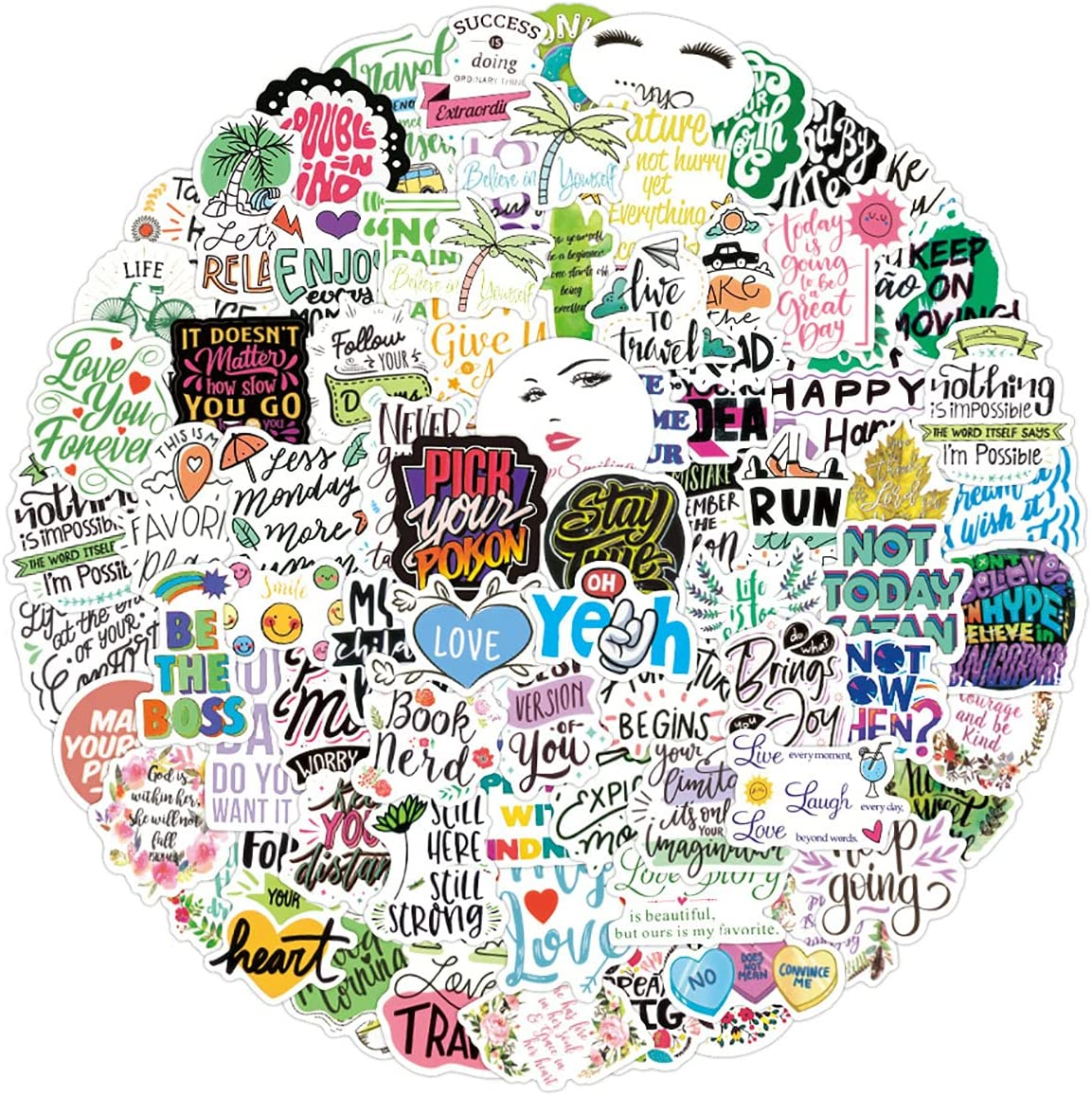 100 Pcs Inspirational Quote Stickers for Water Bottle, Motivational Positive Words Decals Vinyl Stickers for Laptop Computer Skateboard Book for Teens Students Teachers Employees image number 2