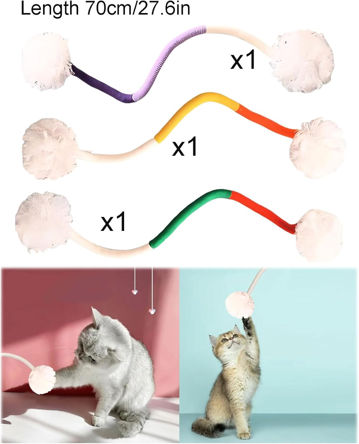 MINZHI Pack of 3 Interactive Teething Rope, Interactive Toy for Cats, Indoor Cat Toy, Teething Rope, Catnip Toy Teething Rope, Relieves Cat Stress, Cat Dental Care against Bad Breath image number 2