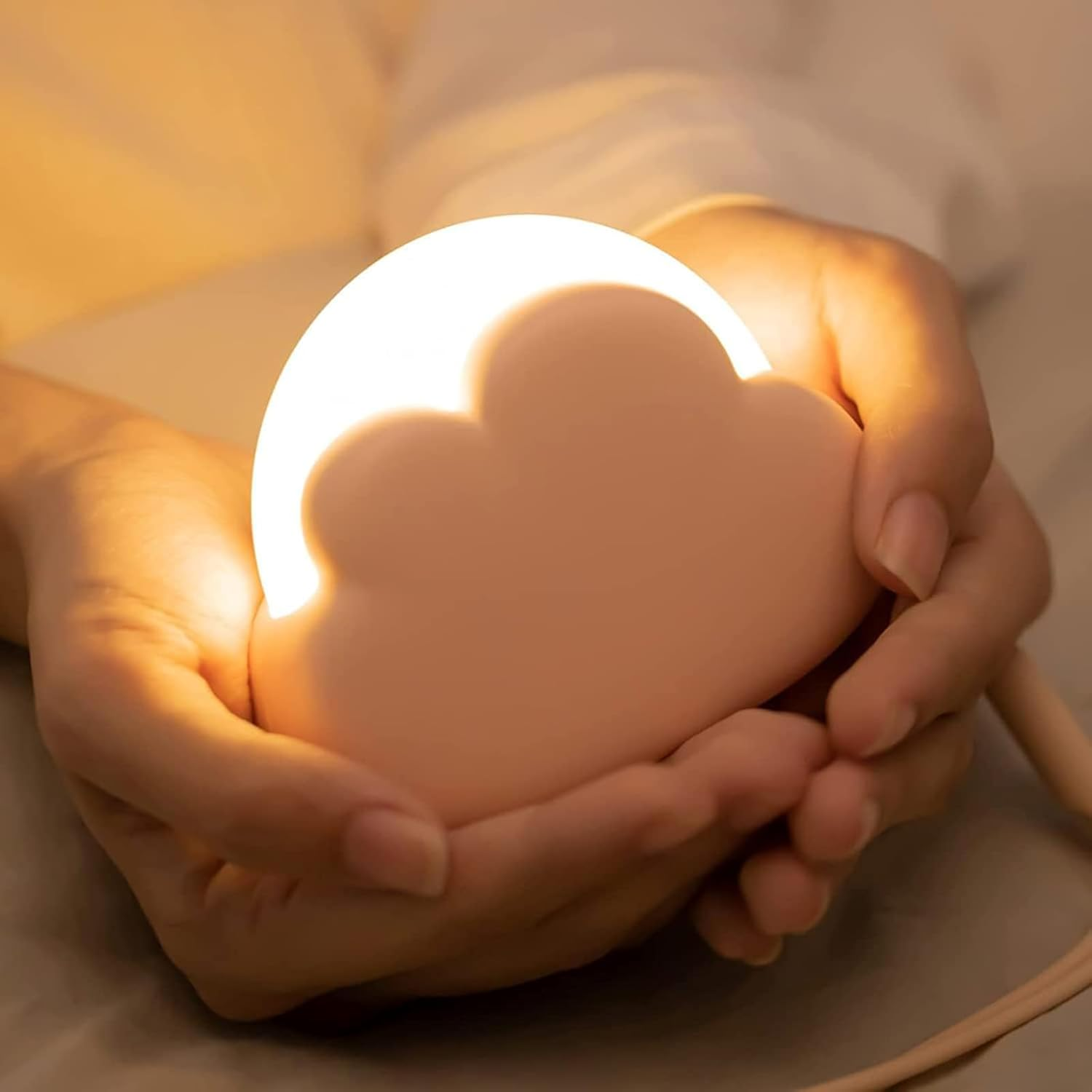 LED Cloud Night Light, Mini Bedside Lamp, Children Bedroom Night Lights, Portable Night Light, 4 Working Modes, with USB Cable, with Wrist Strap(Pink) image number 4