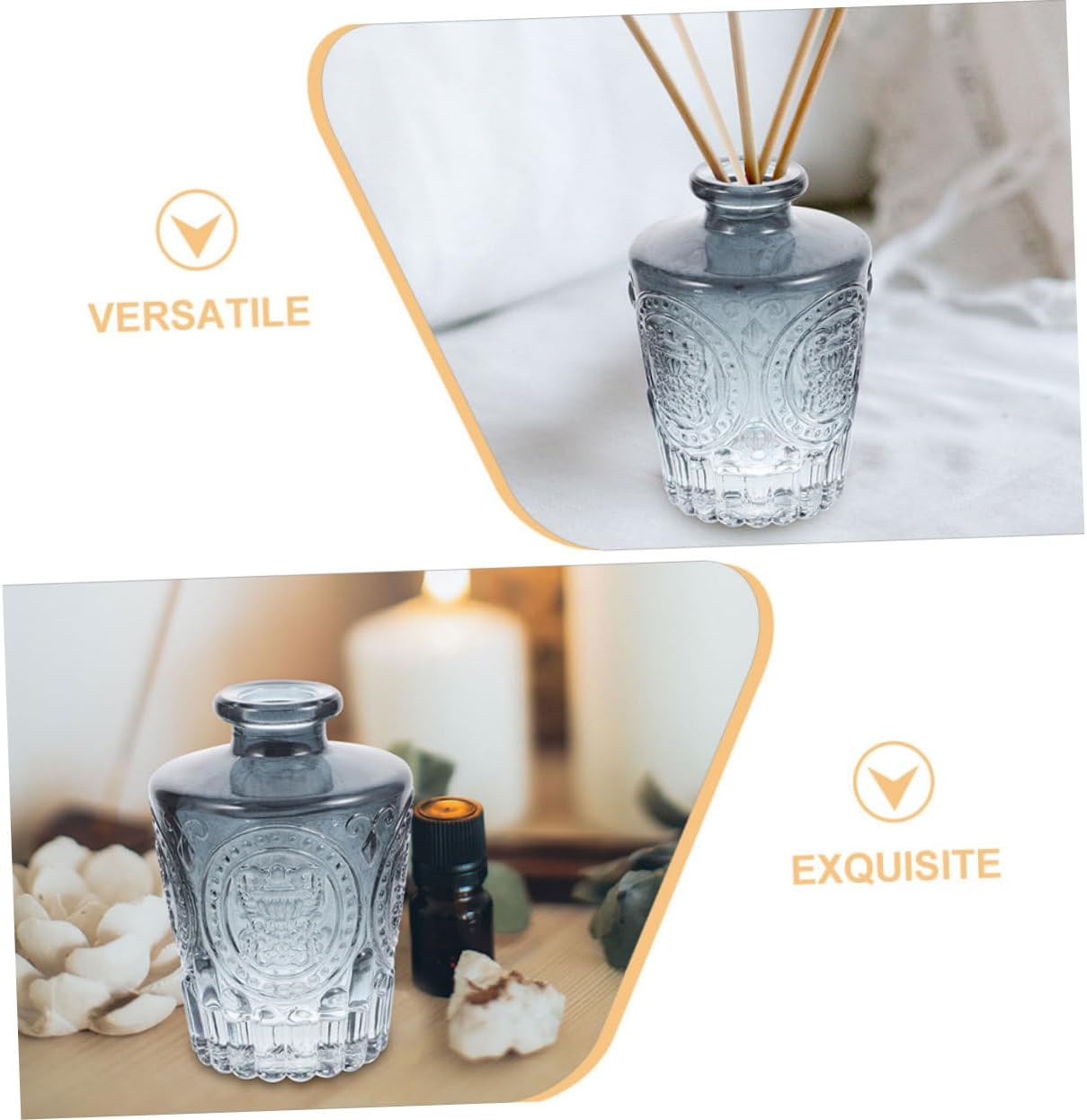 4Pcs 130Ml Glass Aromatherapy Diffuser Bottles Refillable Essential Oil Containers for Home Air Purification Gray Decorative Scented Aroma image number 6