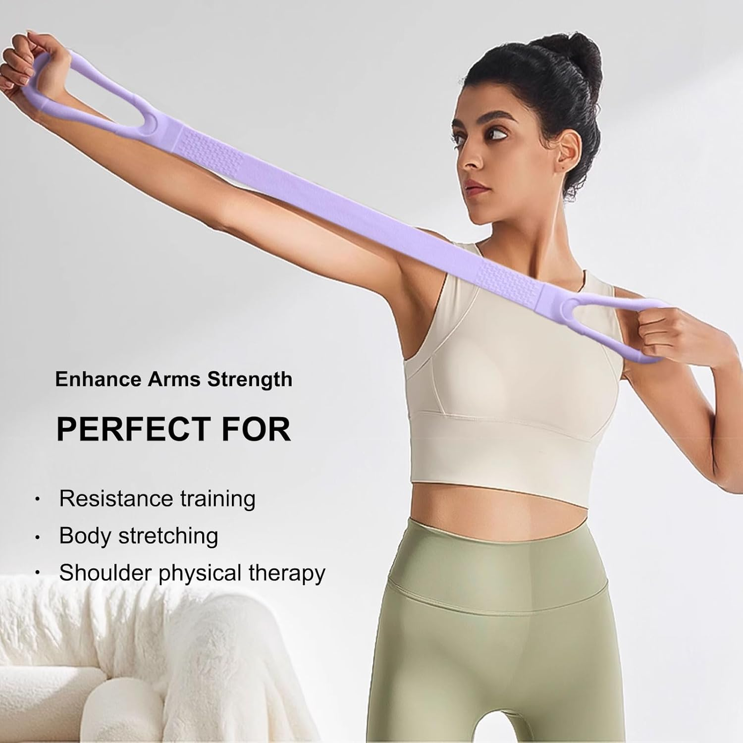 MODY RODY Figure 8 Fitness Resistance Bands for Women | Shoulder Stretch Bands with Handles | for Workout Arm Back Exercise Bands at Gym Home image number 2
