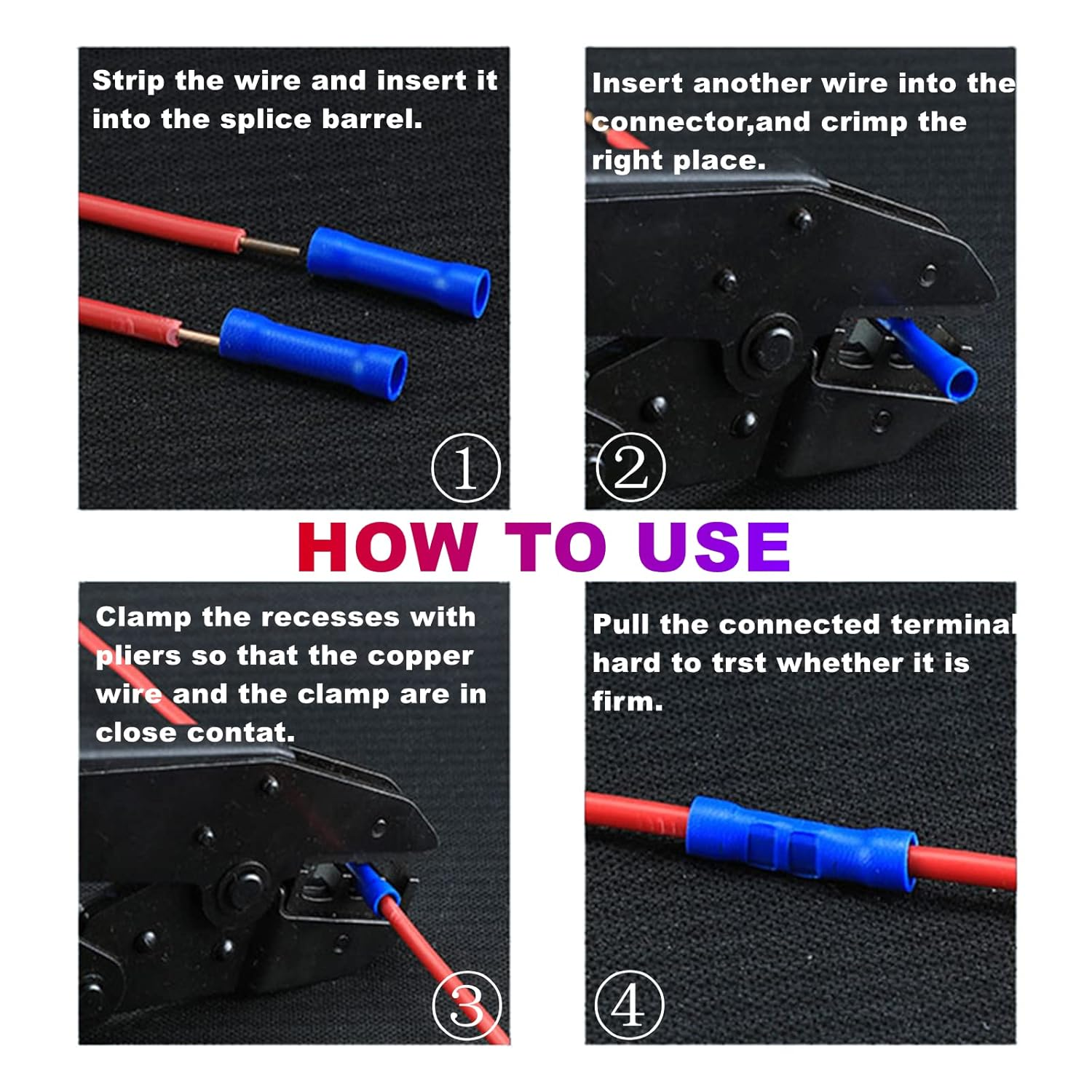 50Pcs Blue 27A AWG 16-14 Crimp Copper Tube Butt Connector, Insulated PVC Terminals for Wire Cable, Car, Family,Electrical (Blue) image number 2