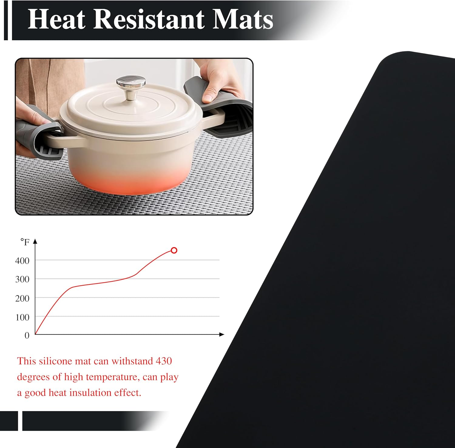 Large Silicone Mats, 2Pcs 65 X 45Cm Black Silicone Craft Mat, Silicone Mats for Kitchen Counter, Paiting, Jewelry,Heat Resistant image number 2