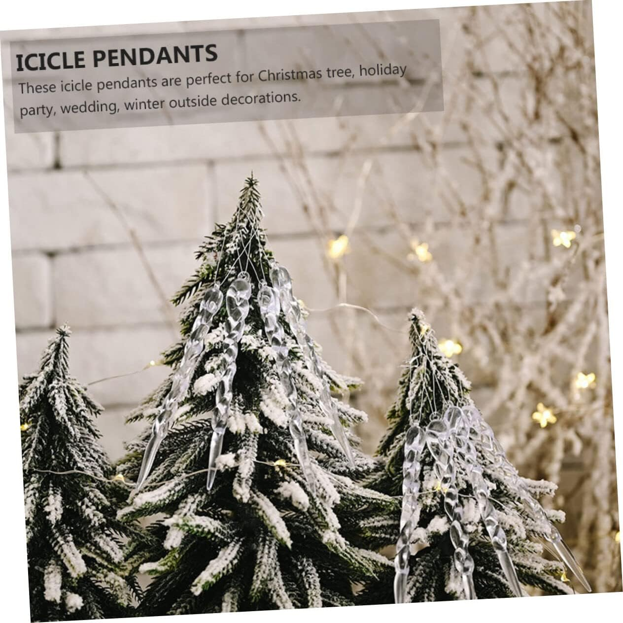 STAHAD 36Pcs Christmas Crystal Icicles Ornaments for Tree - Clear Glass Prism Decorations image number 4