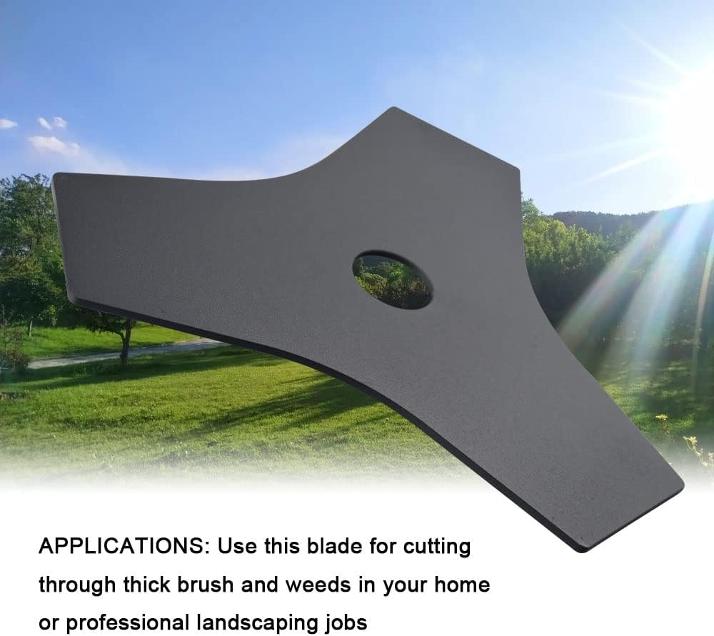 AMTHKNO AC04105 8&rdquo; Replacement Heavy Duty Blade for Ryobi Brush Cutter Blade Expand-It Models RY254BC, RY40255-BRC, RYBRC77, Reversible Steel Tri-Arc Brush Cutting Blade. image number 1