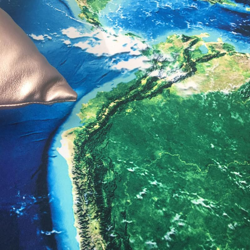 Earth Chair Leg Floor Protectors Carpet Blue round Area Rug Non-Slip Mat for Home Office Use 80Cm Soft Cushioned Floor Protector for Living Room Bedroom Study image number 5