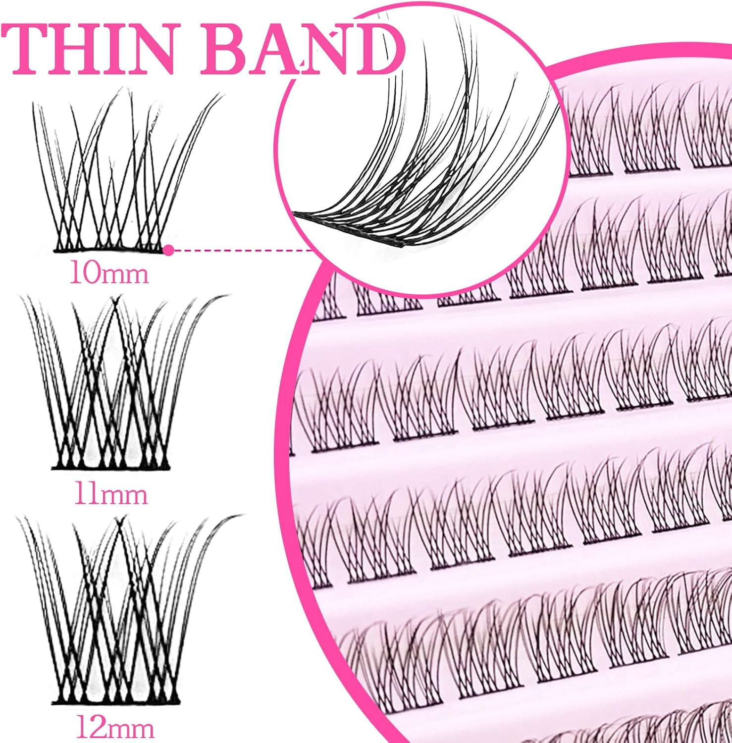 Lash Clusters Wispy Natural C Curl Eyelash Extension DIY 10-12MM Thin Band 110Pcs Cluster Lashes,10Mm 11Mm 12Mm False Eyelashes