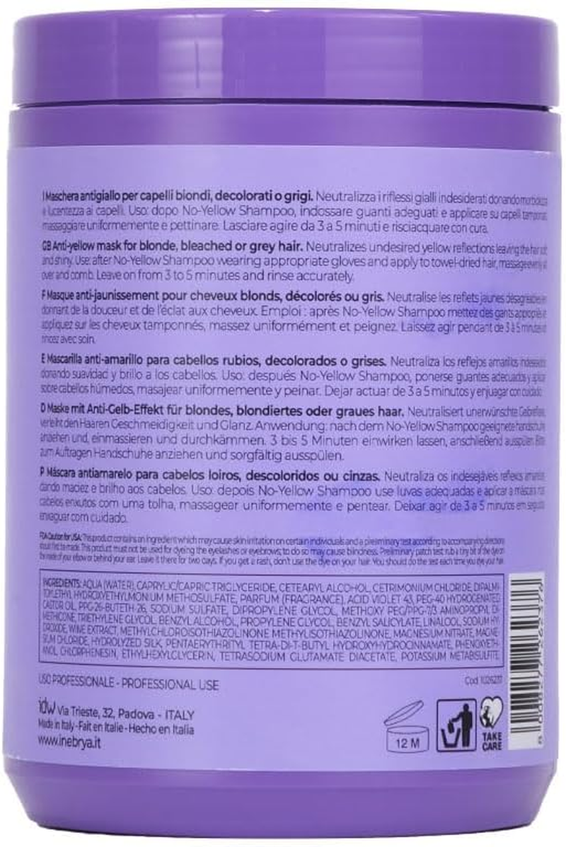 Inebrya Blond Esse No-Yellow Hair Mask 1000 Ml
