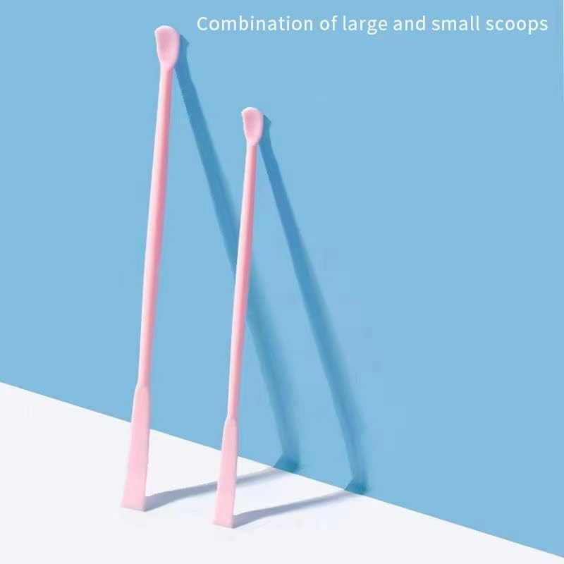 Beauty Spatulas, 2 Piece Set, Large and Small ， Makeup Spatula Tool for Small Aperture Cosmetic Bottle|| Mini Spatula | Flexible and Reusable | Scraper Head Measures Only 0.7Cm Pink image number 1