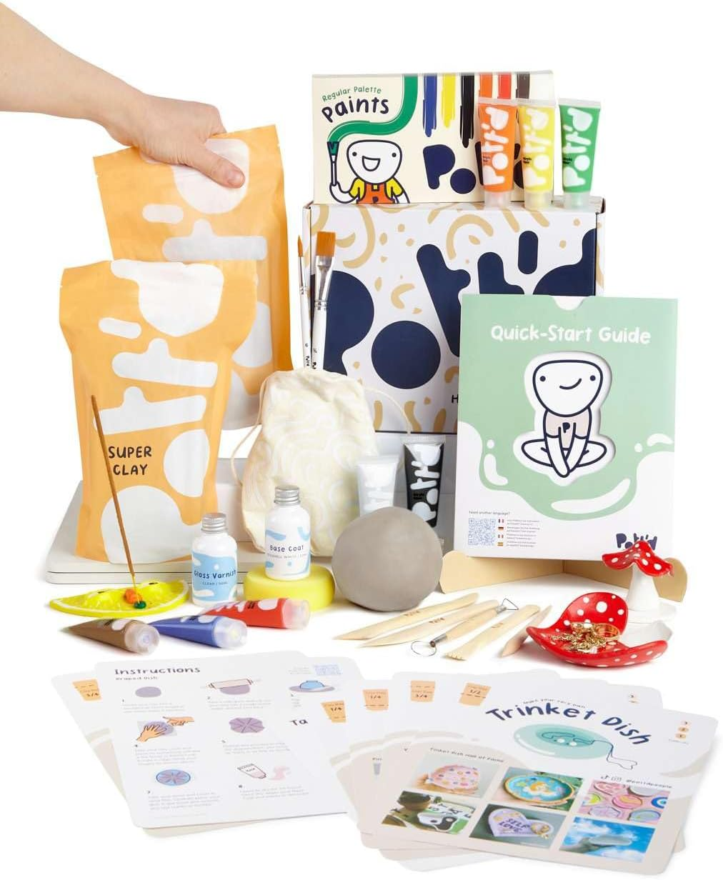 Pott'D&trade; Home Air-Dry Clay Pottery Kit for Beginners, Pottery Kit for Adults. Kit Includes: Air-Dry Clay for Adults, Tools, Paints, Brushes, Sealant, How-To-Guide, Gift - Regular Paints image number 2