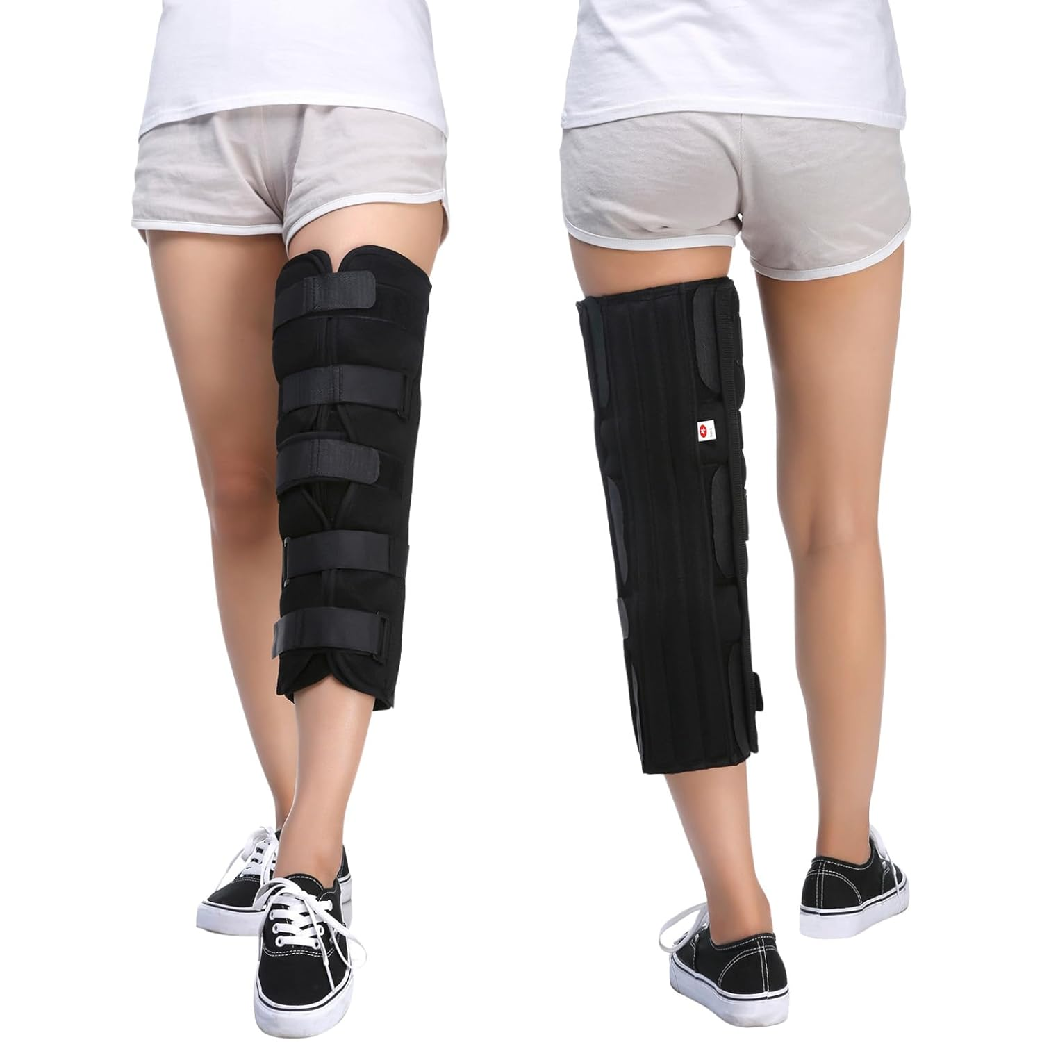 Tri-Panel Knee Immobilizer Full Leg Support Brace, Adjustable Knee Splint for Post-Surgery Recovery, Fracture, ACL and MCL Injuries Straight Leg Brace for Women and Men (S) image number 4