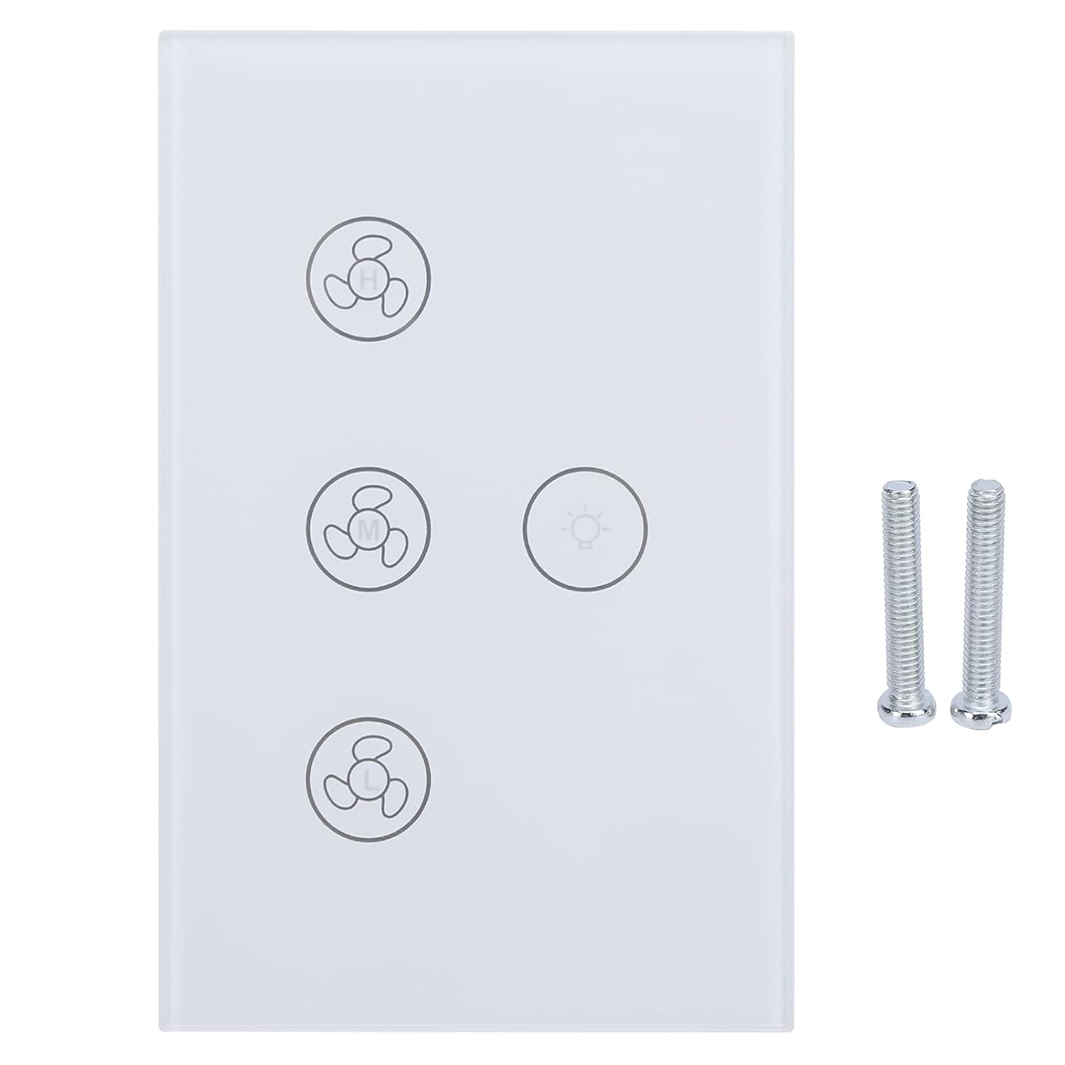 Touch Fan Switch, Smart Wifi Air Fan Lamp Touch Switch, Tempered Glass Panel Wall Touch Switch Voice Control Compatible for Google Home (White) image number 2