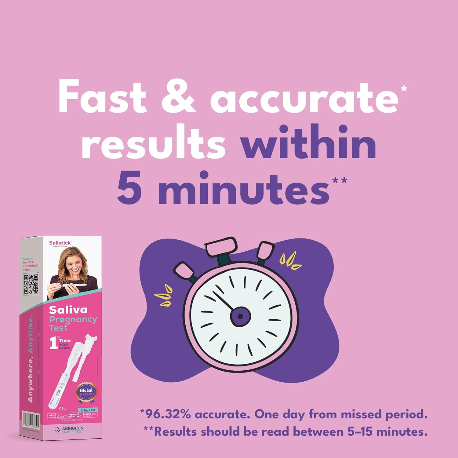 Salistick Saliva Pregnancy Test Kit, Rapid & Reliable Pregnancy Test Early Detection, 1 Test Pack, Saliva Test image number 4