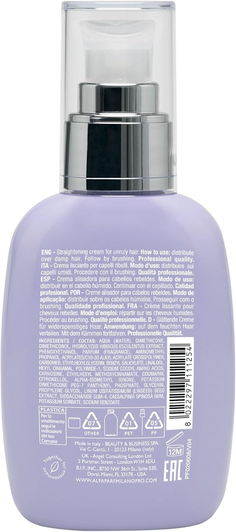 Alfaparf Milano Semi Di Lino Smoothing Cream - Leave-In Conditioner Spray for Long-Lasting, Frizz-Free Straight Hair - Heat Protection - 4.23 Oz image number 4