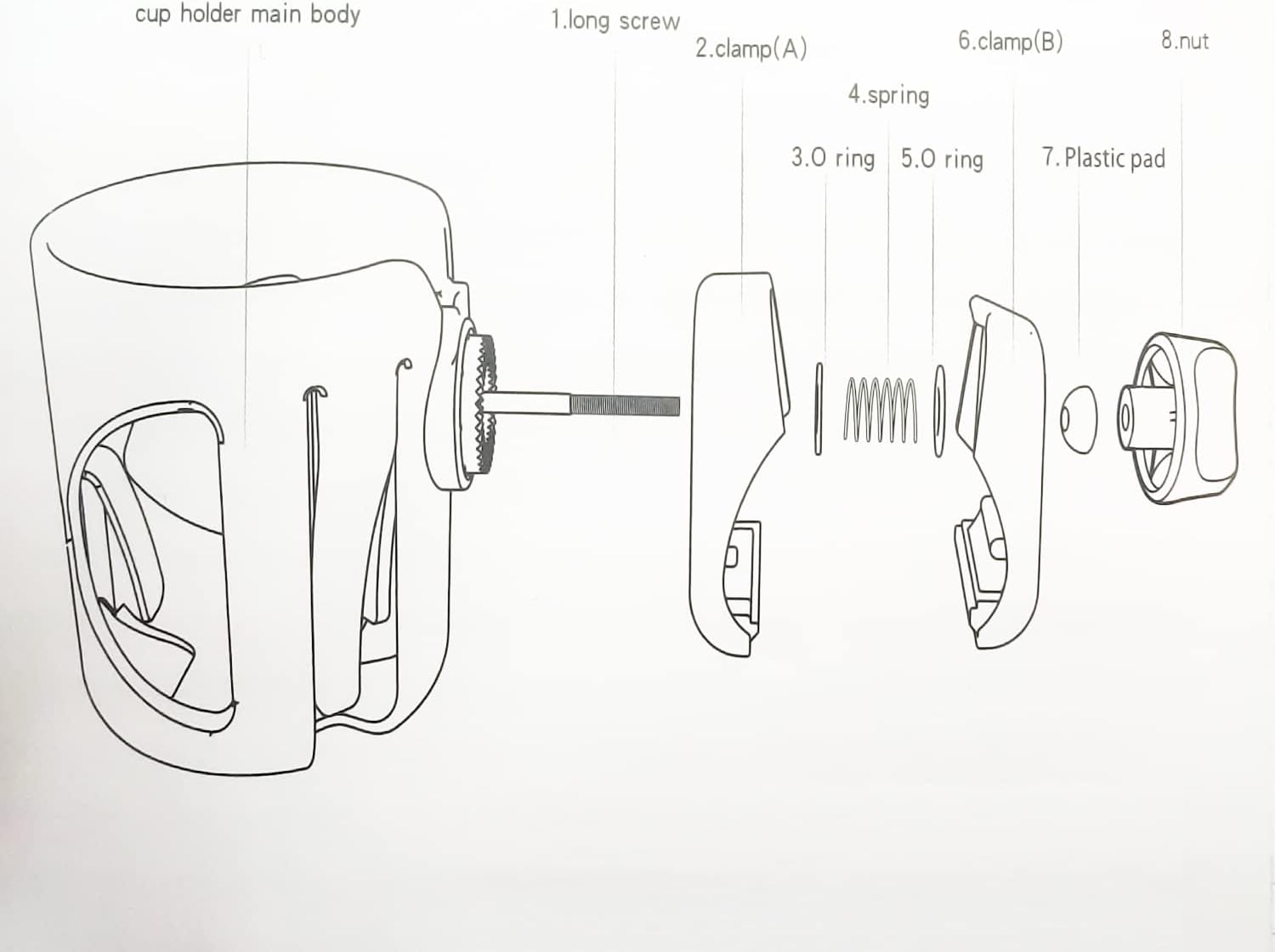 Stroller Cup Holder, 360 Degrees Rotation Bike Cup Holder, Stroller Cup Holder, Large Caliber Designed Cup Holder for Walker, Bike, Wheelchair, Walker, Scooter. (Black) image number 6