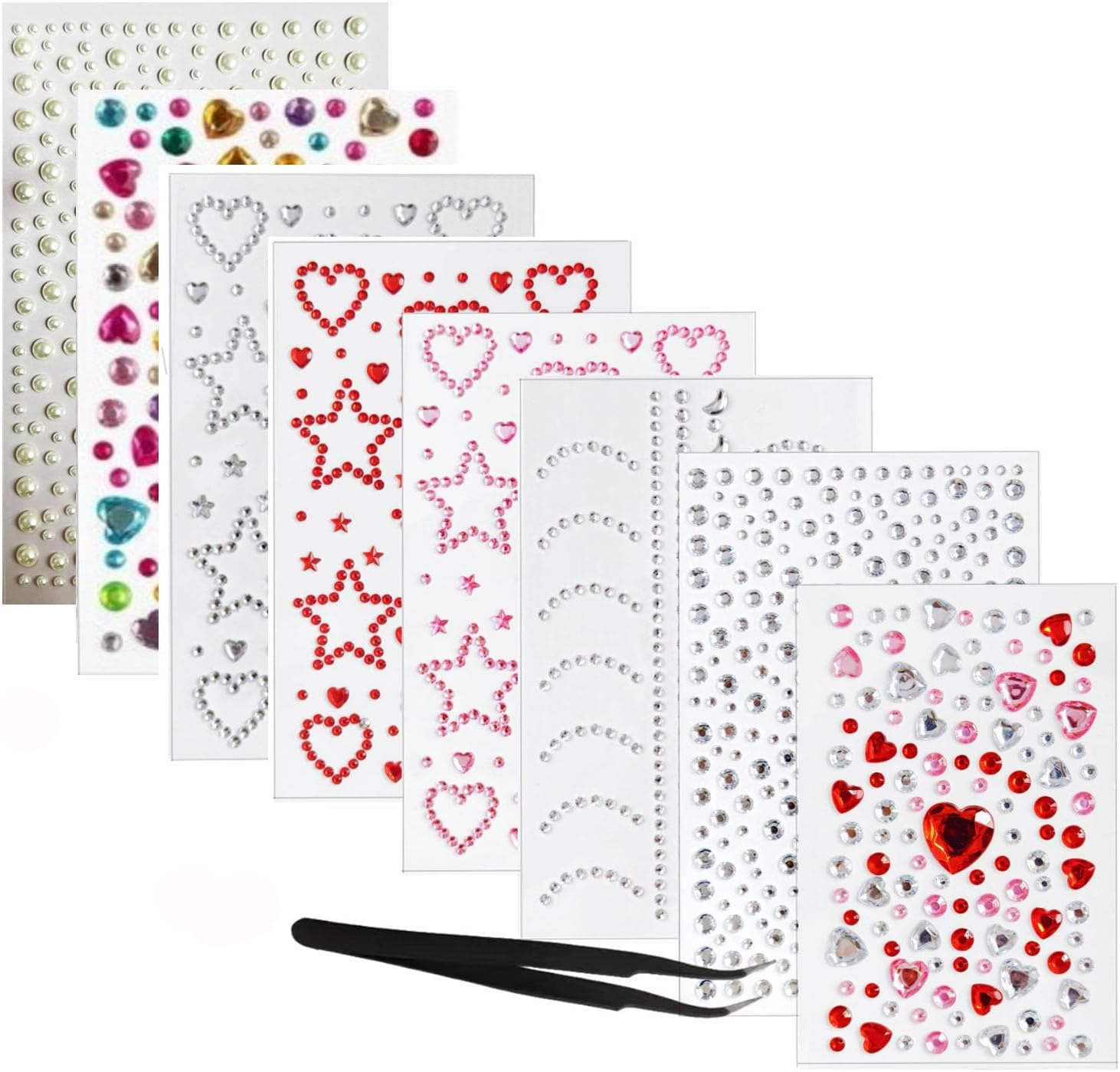 Mtxorvix Face Gems Hair Jewels, Self-Adhesive Eye Rhinestones DIY Stick-On, Self Adhesive and Pearls for Makeup, Festival Jewels, Hair Gems, Body Crystals Pearls for Face, Makeup, Crafts image number 4