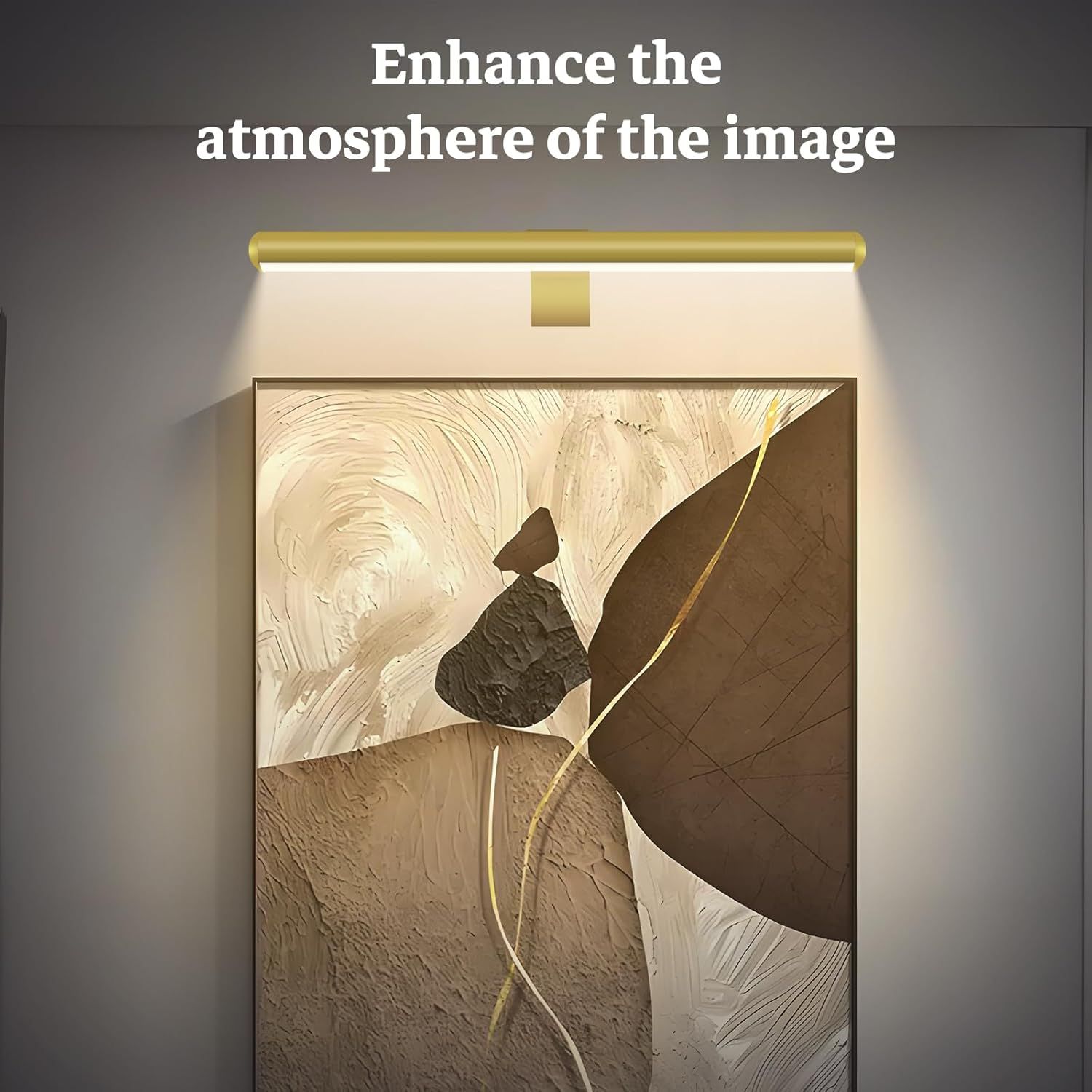 16-Inch Picture Lights,Rechargeable Wall Light with Remote, Wireless Dimmable Art Display Lamp with Timer Painting Frame Light for Wall Pictures, Frames, Gallery, Dartboard (Gold) image number 5