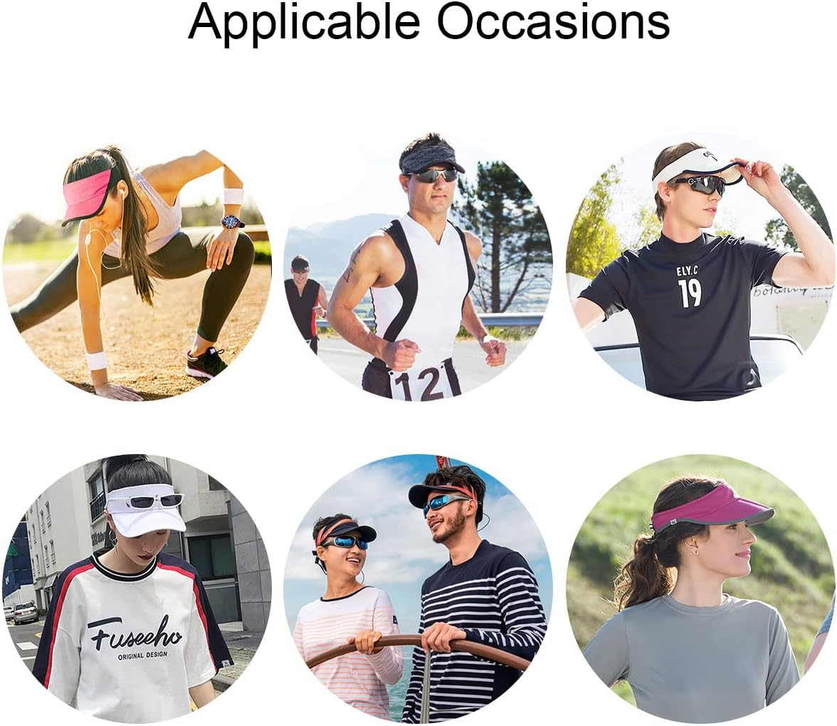BLURBE Sun Visor Cap - Women Ponytail Baseball Cap, Sport Outdoor Plain Visor Cap, Adjustable Twill Golf Tennis Visor Hats for Men image number 4