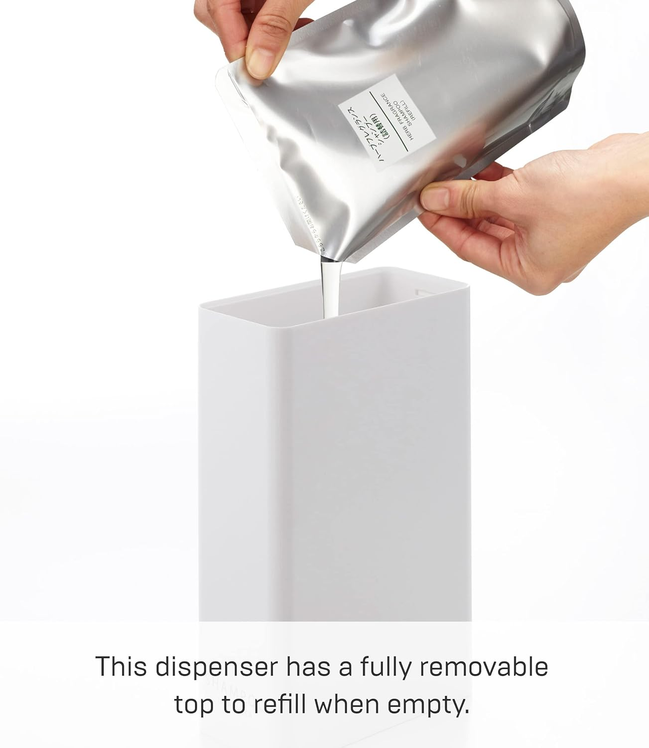 Yamazaki Home Tower Shower Dispenser - Contemporary Bottle Pump - Shampoo - Abs Plastic - 24 Fluid Oz., 700 Ml image number 5