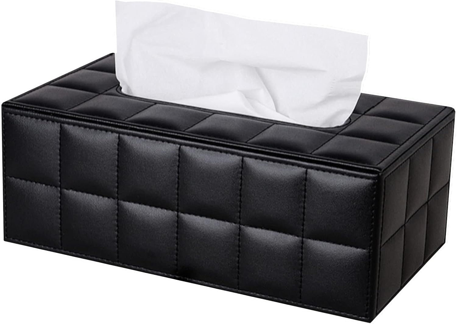 RHCSZ Fashion Leather Tissue Box Holder,Rectangular Tissue Box Cover for Bathroom Dresser Night Stand,Napkin Box Drawer Paper Dispenser,Home Office Car Tissue Holder with Magnetic Bottom (Beige)